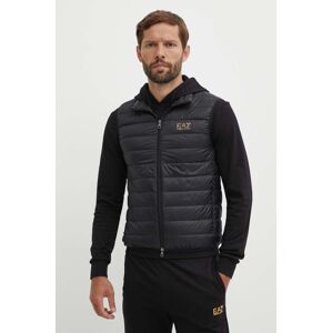 Pernati prsluk EA7 Emporio Armani za muškarce, boja: crna, za prijelazno razdoblje, PNGPZ.8NPQ06