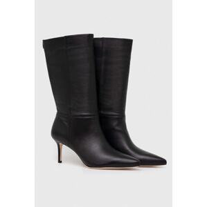 Kožne čizme Lauren Ralph Lauren Leannah za žene, boja: crna, s tankom potpeticom, 802942516001