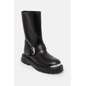 Gležnjače Love Moschino za žene, boja: crna, ravni potplat, JA24134G1LIA0000