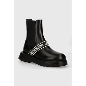Kožne gležnjače Love Moschino za žene, boja: crna, s platformom, JA24104G1LIA0000