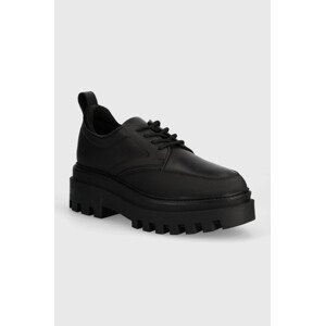 Cipele Calvin Klein Jeans FLATFORM LACEUP DERBY MG MTL za žene, boja: crna, s platformom, YW0YW01502
