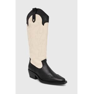 Kožne kaubojske čizme Steve Madden Wenda za žene, boja: crna, s debelom potpeticom, SM11003097