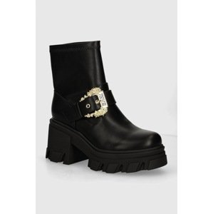 Gležnjače Versace Jeans Couture Sophie za žene, boja: crna, s debelom potpeticom, 77VA3S80 71570 899