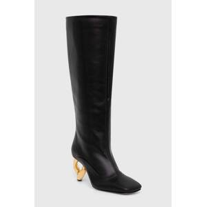 Kožne čizme JW Anderson Chain Heel za žene, boja: crna, s debelom potpeticom, ANW43020A