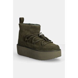 Čizme za snijeg od brušene kože Inuikii Classic Low Platform boja: zelena, 75204-004
