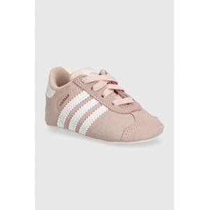 Kožne cipele za bebe adidas Originals GAZELLE CRIB boja: ružičasta, JI2045