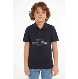 Pamučna polo majica Tommy Hilfiger boja: tamno plava, s tiskom, KB0KB09025