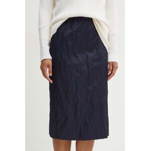 Suknja Weekend Max Mara boja: tamno plava, midi, ravna, 2425106031600