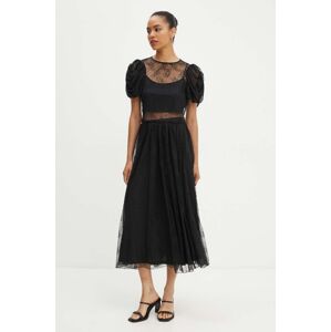 Suknja Rotate Lace Long Midi Skirt boja: crna, maxi, širi se prema dolje, 112728100