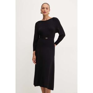 Haljina Twinset boja: crna, mini, širi se prema dolje, 242TP3502