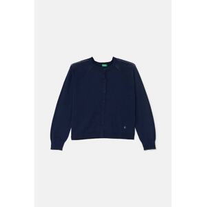 Dječji pamučni kardigan United Colors of Benetton boja: tamno plava, lagani, 1098C500O