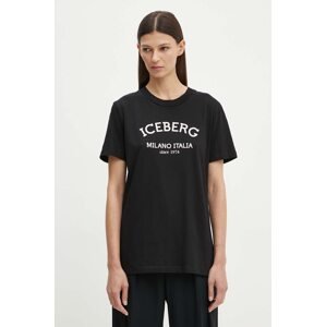 Pamučna majica Iceberg za žene, boja: crna, F021 6325