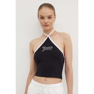 Top Juicy Couture CONTRAST CROSS OVER HALTER TOP za žene, boja: crna, JCWCT24304