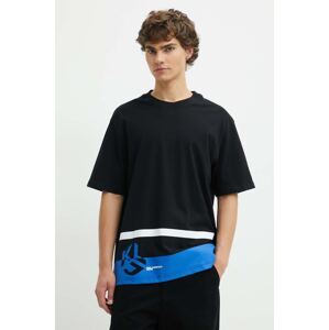 Pamučna majica Karl Lagerfeld Jeans za muškarce, boja: crna, s tiskom, 245D1702