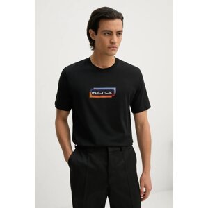 Pamučna majica PS Paul Smith za muškarce, boja: crna, s tiskom, M2R.011R.NP4808