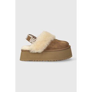 Kućne papuče od brušene kože UGG W FUNKETTE boja: smeđa, 1113474 CHE