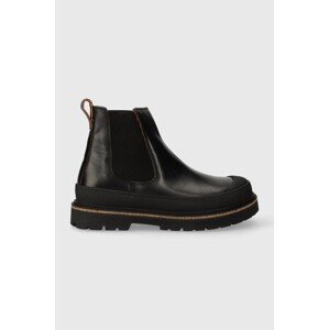 Kožne gležnjače Birkenstock za žene, boja: crna, ravni potplat