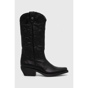 Kožne kaubojske čizme Steve Madden Wishley za žene, boja: crna, s debelom potpeticom, SM11003071