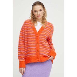 Vuneni kardigan American Vintage GILET ML COL V BOUTONNE boja: narančasta, topli, TYJ19AH23