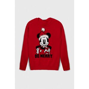 Dječji džemper United Colors of Benetton x Disney boja: crvena, lagani