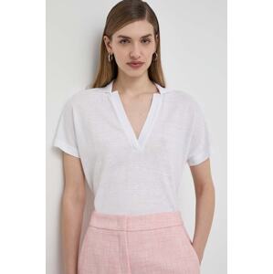 Lanena polo majica BOSS boja: bijela, 50512038
