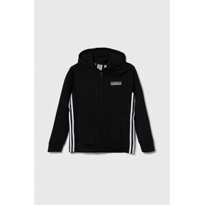 Dječja dukserica adidas Originals boja: crna, s kapuljačom, s aplikacijom