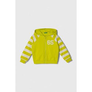 Dječja dukserica United Colors of Benetton boja: zelena, s kapuljačom, s uzorkom