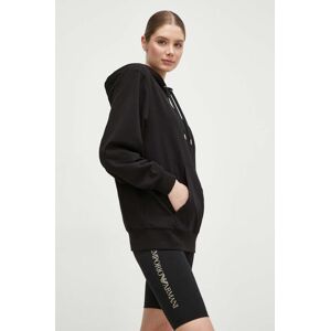 Dukserica EA7 Emporio Armani za žene, boja: crna, s kapuljačom, s tiskom