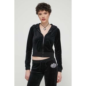 Dukserica Juicy Couture za žene, boja: crna, s kapuljačom, s aplikacijom