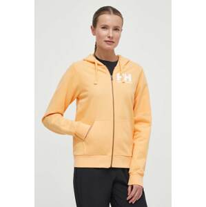 Pamučna dukserica Helly Hansen za žene, boja: žuta, s kapuljačom, melanž, 34461