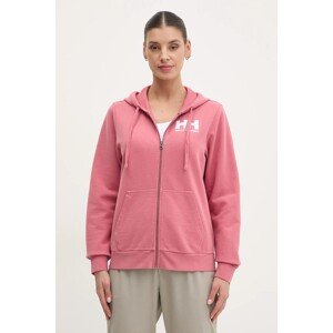 Pamučna dukserica Helly Hansen za žene, boja: ružičasta, s kapuljačom, melanž, 34461