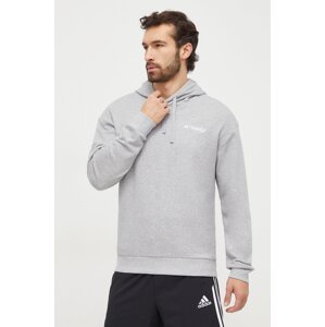 Sportska dukserica adidas TERREX boja: siva, s kapuljačom, melanž