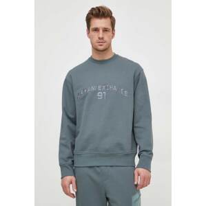 Pamučna dukserica Armani Exchange za muškarce, boja: zelena, s aplikacijom, 3DZMLK ZJ4XZ