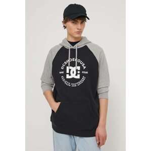 Dukserica DC za muškarce, boja: siva, s kapuljačom, tiskom, ADYSF03097