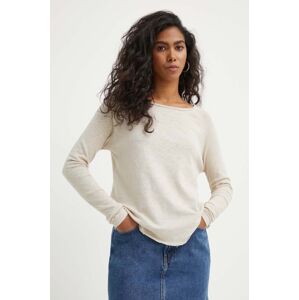 Pamučna majica dugih rukava American Vintage T-SHIRT ML COL BATEAU boja: bež, SON31GE24
