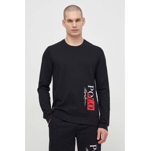 Majica dugih rukava za spavanje Polo Ralph Lauren boja: crna, s tiskom, 714932514