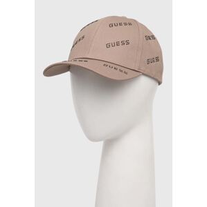 Pamučna kapa sa šiltom Guess boja: smeđa, s aplikacijom