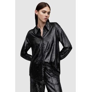 Košulja AllSaints Charli za žene, boja: crna, relaxed, s klasičnim ovratnikom