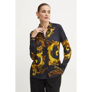 Košulja Versace Jeans Couture za žene, boja: crna, regular, s klasičnim ovratnikom, 76HAL2P1 NS459