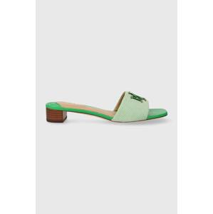 Natikače Lauren Ralph Lauren Fay Logo za žene, boja: zelena, s debelom potpeticom, 802925252003