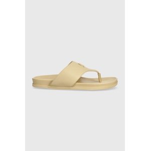 Kožne japanke Tommy Hilfiger THONG COMFORT SANDAL za žene, boja: bež, ravni potplat, FW0FW08042