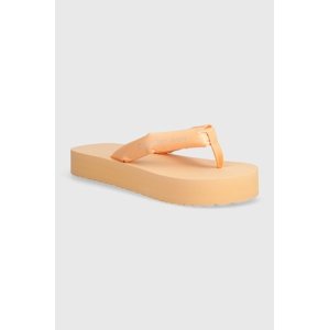 Japanke Calvin Klein Jeans BEACH SANDAL FLATFORM PADDED NY za žene, boja: narančasta, ravni potplat, YW0YW01400