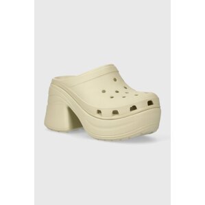 Natikače Crocs Siren Clog za žene, boja: bež, s platformom, 208547