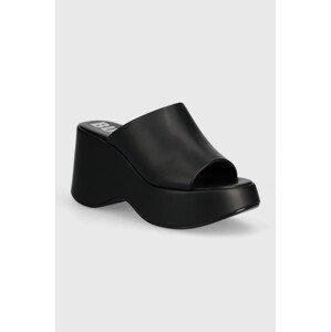 Natikače Buffalo Joy Mule za žene, boja: crna, klin peta, 1602203.BLK