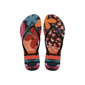 Japanke Havaianas SLIM PATCHWORK za žene, boja: crna, ravni potplat, 4148944.9446