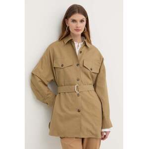 Kaput s dodatkom lana Weekend Max Mara boja: bež, za prijelazno razdoblje, oversize, 2415041082600