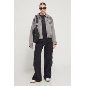 Traper jakna Desigual TAE za žene, boja: siva, prijelazno razdoblje, oversize, 24SWED38