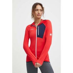 Sportska dukserica Mammut Aenergy Light boja: crvena, s kapuljačom, bez uzorka