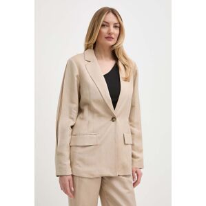 Laneni sako Twinset boja: bež, oversize, bez uzorka