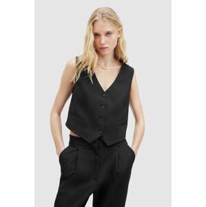 Prsluk AllSaints NELLIE WAISTCOAT boja: crna, jednoredno zakopčavanje, WT512Z
